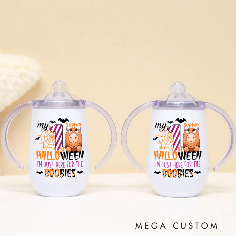 Personalized First Halloween Fun with Playful Costume and Festive Humor for Baby Sippy Cup