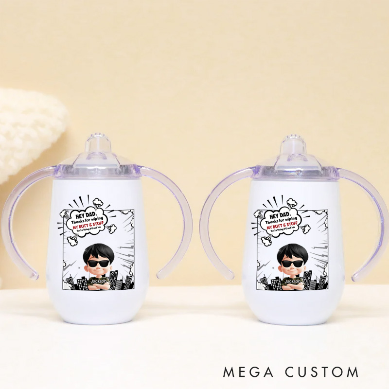Personalized Quirky Dad Humor with Cool Sunglasses Character and Fun Illustration Sippy Cup