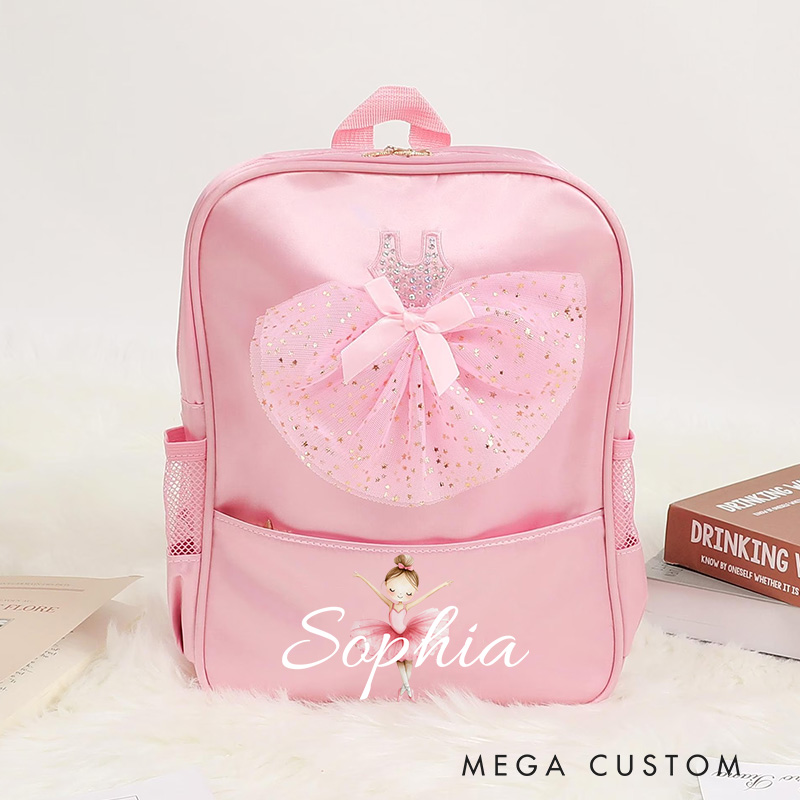 Personalized Ballerina Girl Dance Bag for Girls Name Backpack Pink Ballet Dance Bag Gymnastic Cheer Girls Christmas Gifts Back To School Gifts