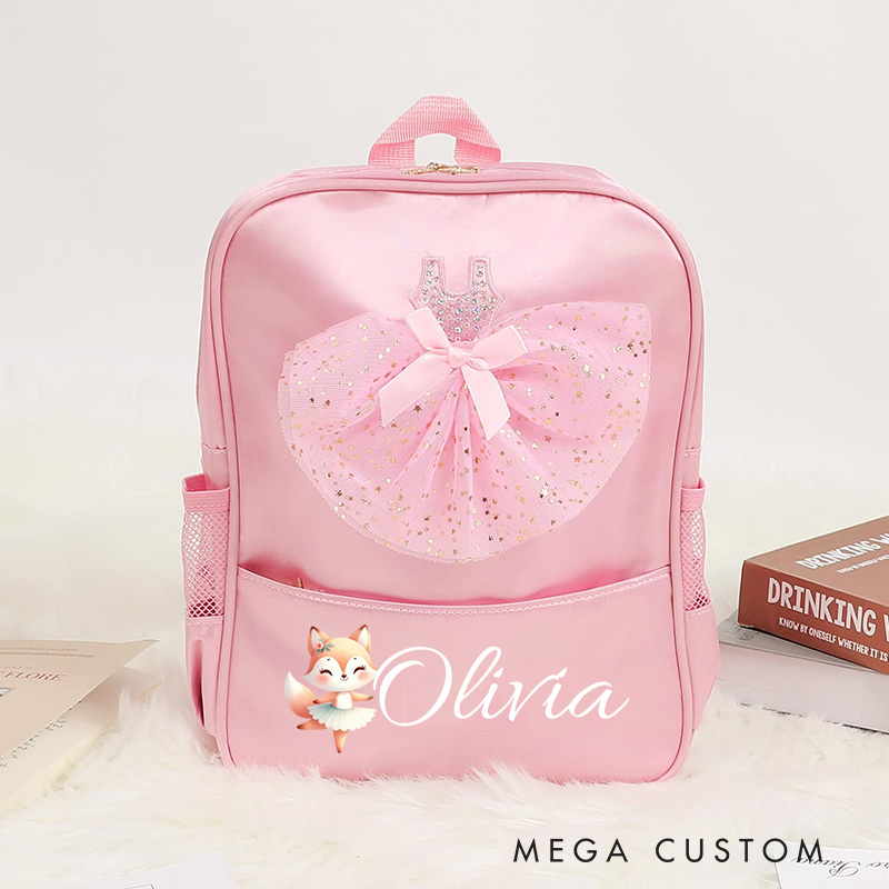 Personalized Animal Skirt Dance Bag for Girls Cute Backpack Pink Ballet Dance Bag Gymnastic Cheer Girls Christmas Gifts Back To School Gifts