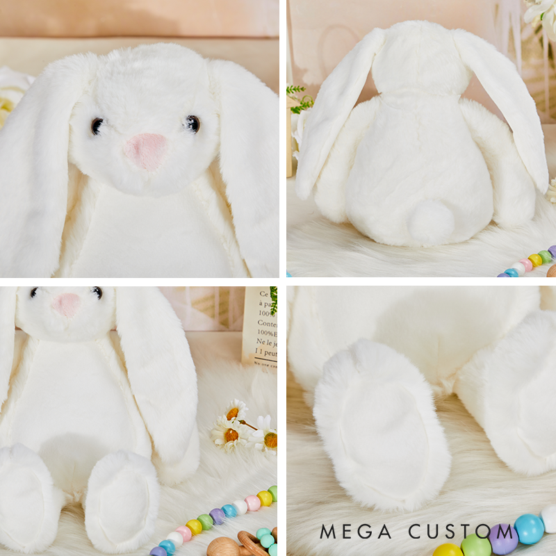 Personalized Cute Rabbit Plush Easter Bunny Stuffed Toy with Initial and Name Easter Gift for Newborns Kids