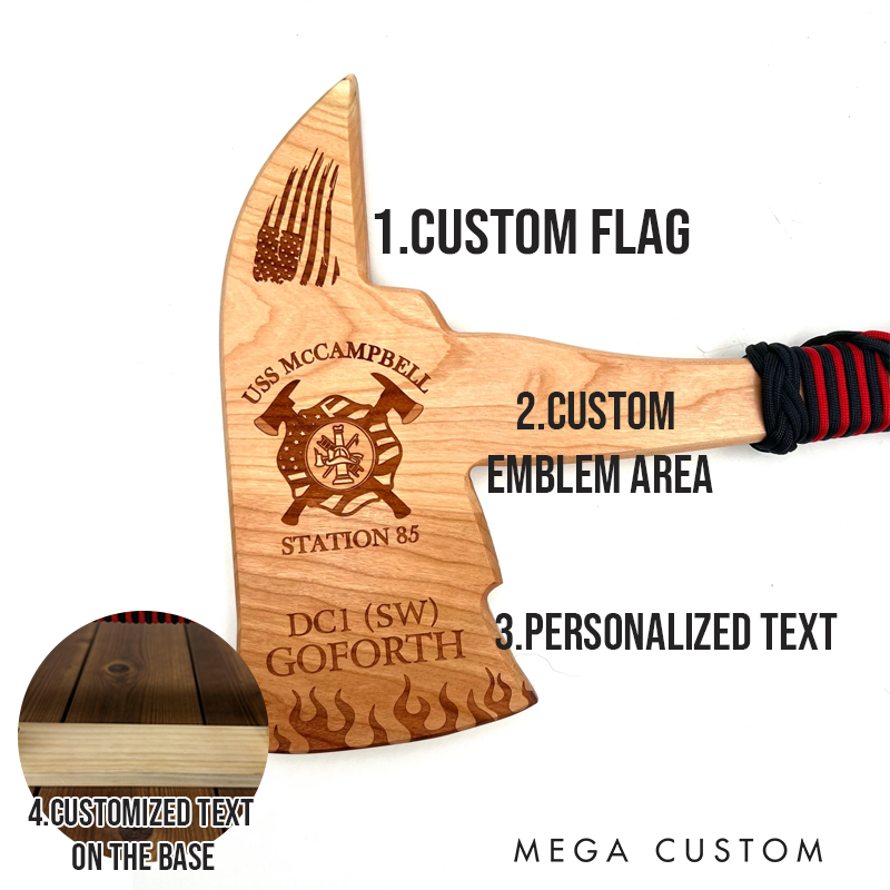 Personalized Firefighter Wooden Axe Custom Engraved Gift for Appreciation and Honor