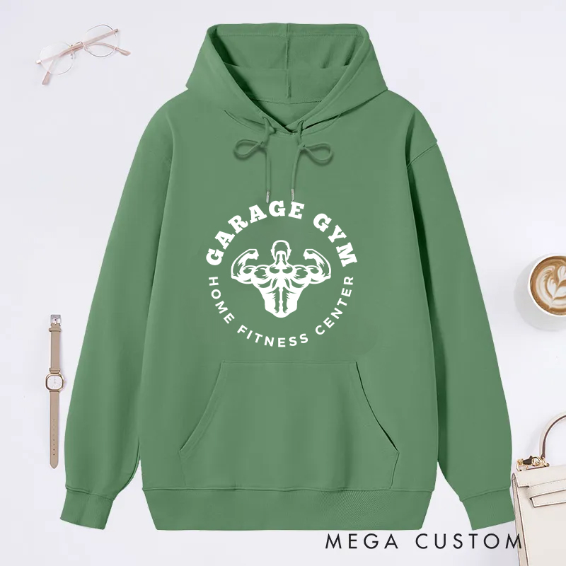 Personalized Fitness Classic Hoodies with Home Fitness Center Design for Fitness Enthusiasts Bodybuilders and Gym Lovers