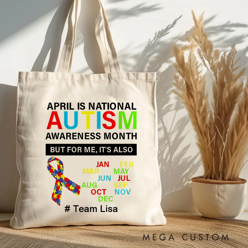 Personalized Autism Awareness Month Illustration Highlighting Acceptance and Celebration for Advocacy Tote Bag