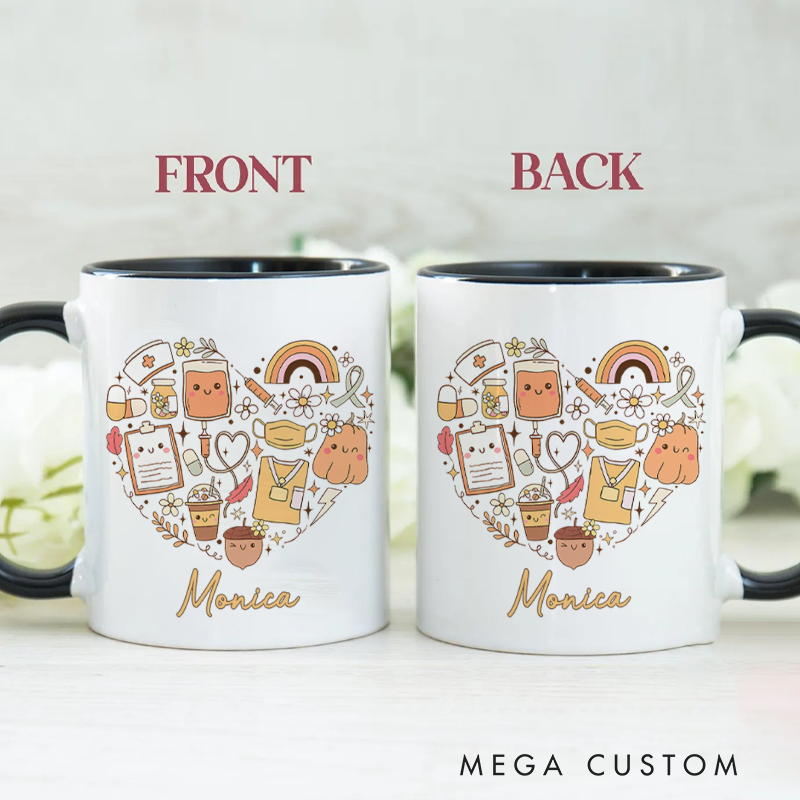 Personalized Nurse Mug Heart of a Nurse Care and Kindness Fashion Design Coffee Mug Gift