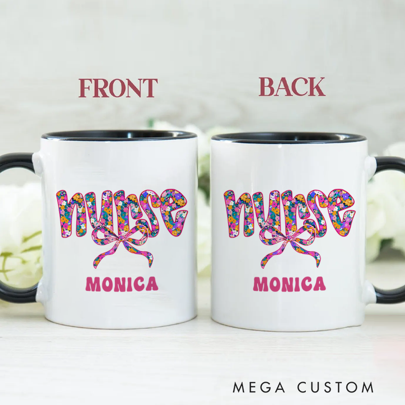 Personalized Nurse Mug Nurse Floral and Fabulous Design Coffee Mug Gift