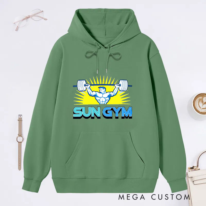 Personalized Fitness Classic Hoodies with Bodybuilder and Sunshine Logo for Fitness Enthusiasts Bodybuilders and Gym Lovers
