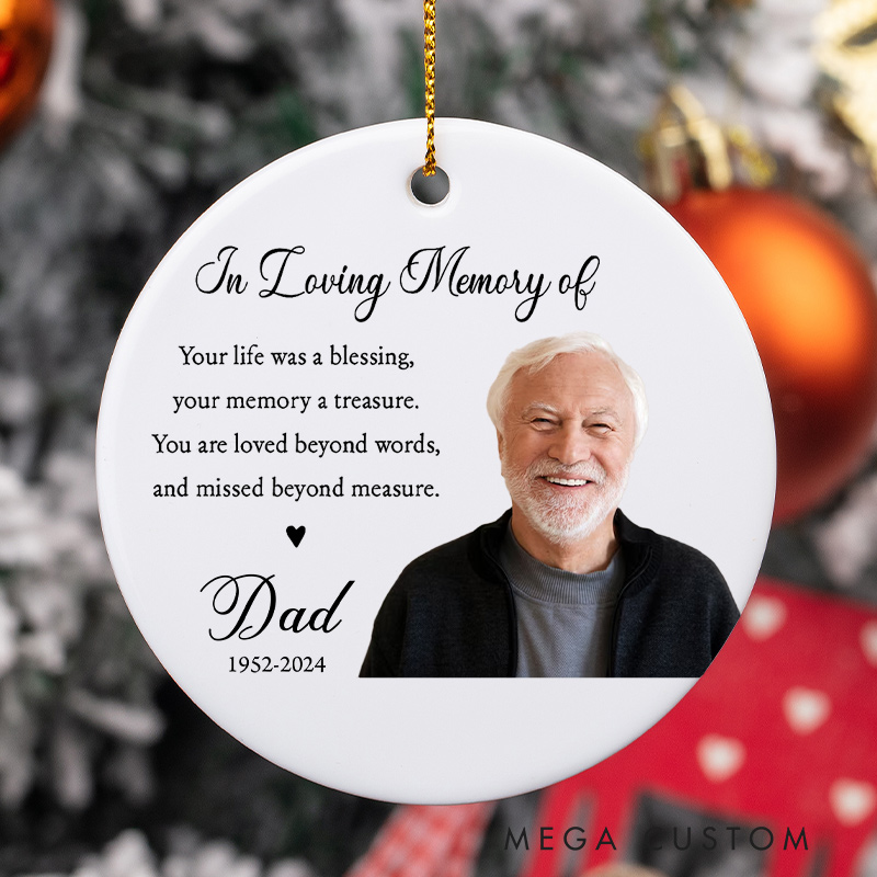 Personalized Photo Memorial Ornament Loss of Loved One Remembrance Christmas Ornament Memorial Day Ceramic Ornament Sympathy Gift 