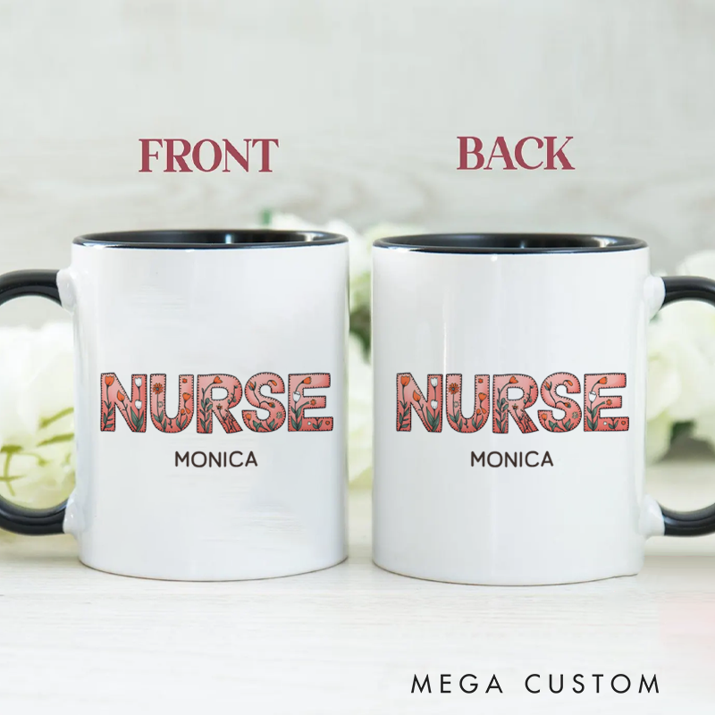 Personalized Nurse Mug Nurse Blooming with Care Coffee Mug Gift