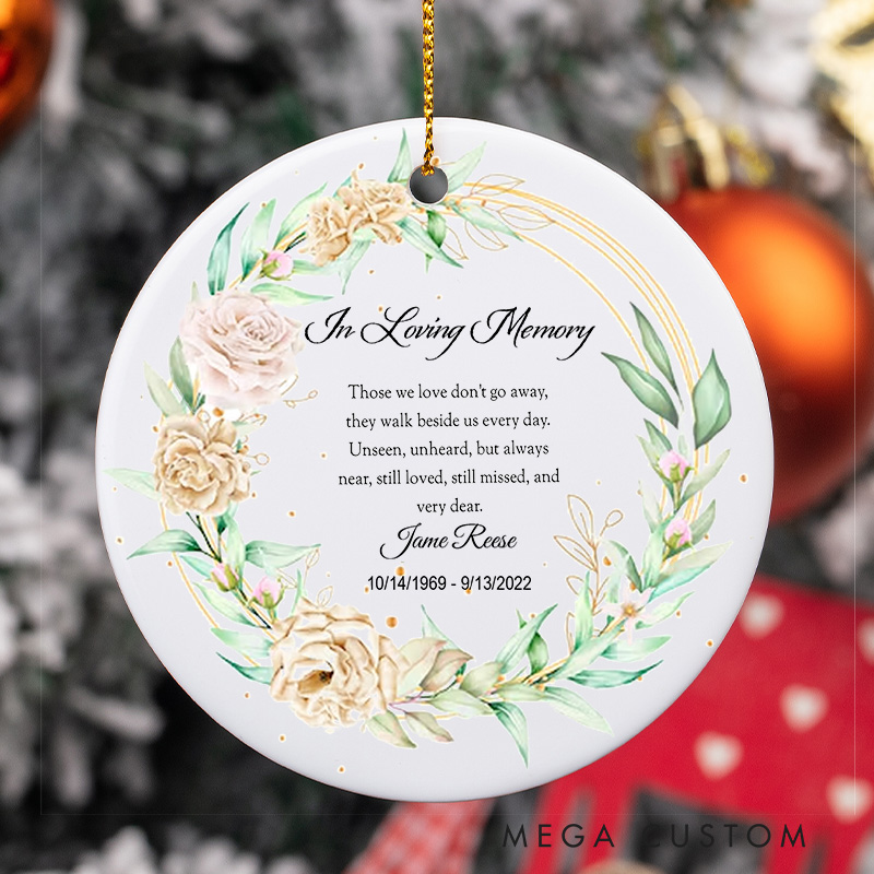 Personalized Memorial Ornament for Loss of Loved One Bereavement and Sympathy Gift in Memory of Loved One Remembrance Ceramic Ornament