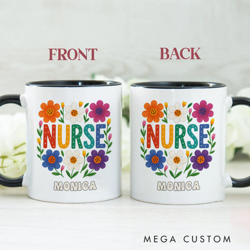 Personalized Nurse Mugs Nurse in Bloom Design Coffee Mug Gift