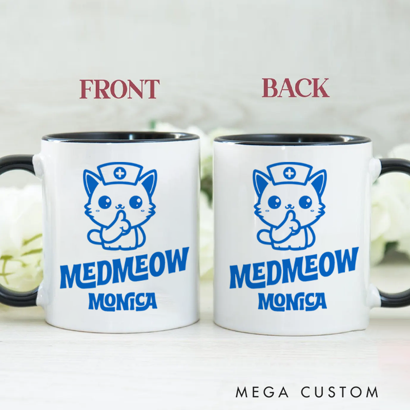 Personalized Nurse Mugs MedMeow Nurse Cat Design Coffee Mug Gift