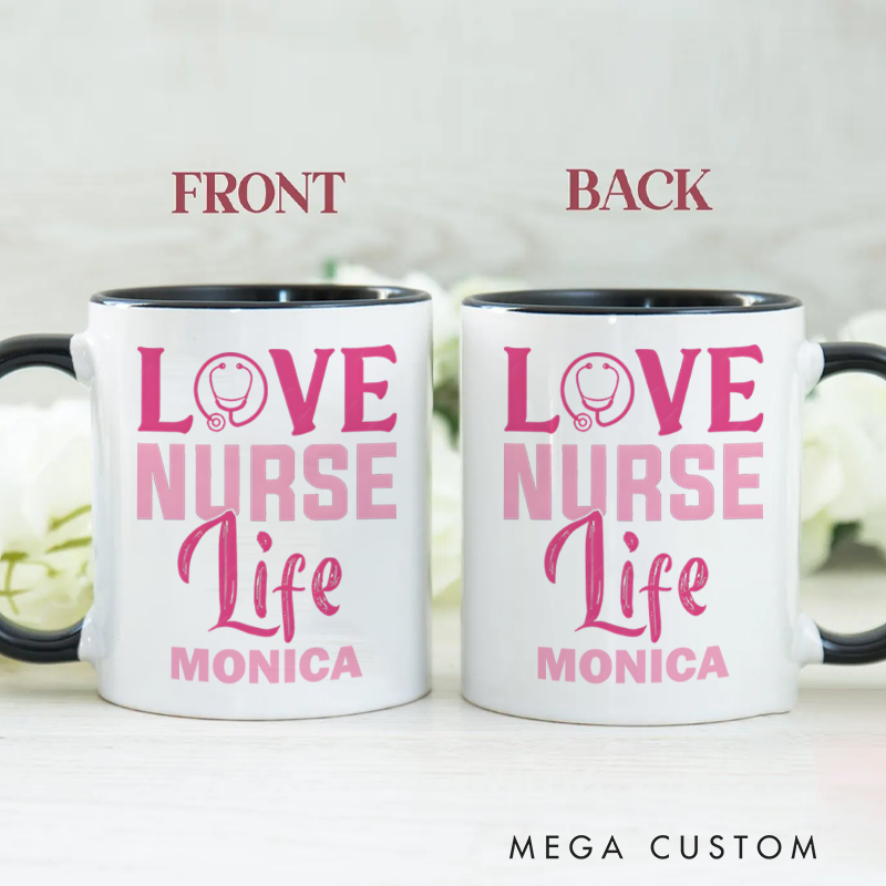Personalized Nurse Mugs Love Nurse Life Design Coffee Mug Gift