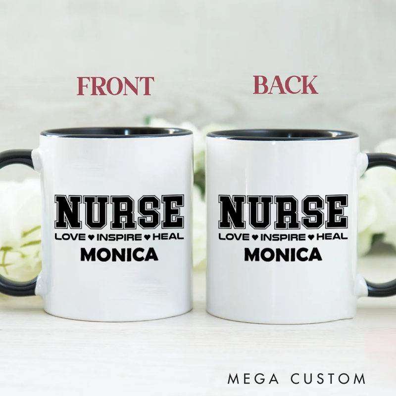 Personalized Nurse Mugs Nurse Love Inspire Heal Design Coffee Mug Gift