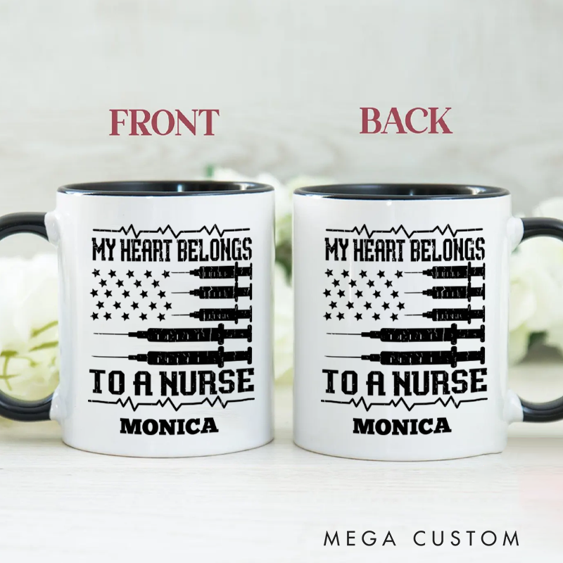 Personalized Nurse Mugs My Heart Belongs to a Nurse Design Coffee Mug Gift