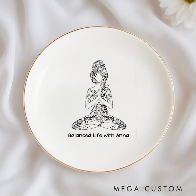 Personalized Ring Dishes with Elegant Yoga and Mandala Design Perfect Gift for Jewelry Storage, Home Décor or Unique Gift for Yoga Lover