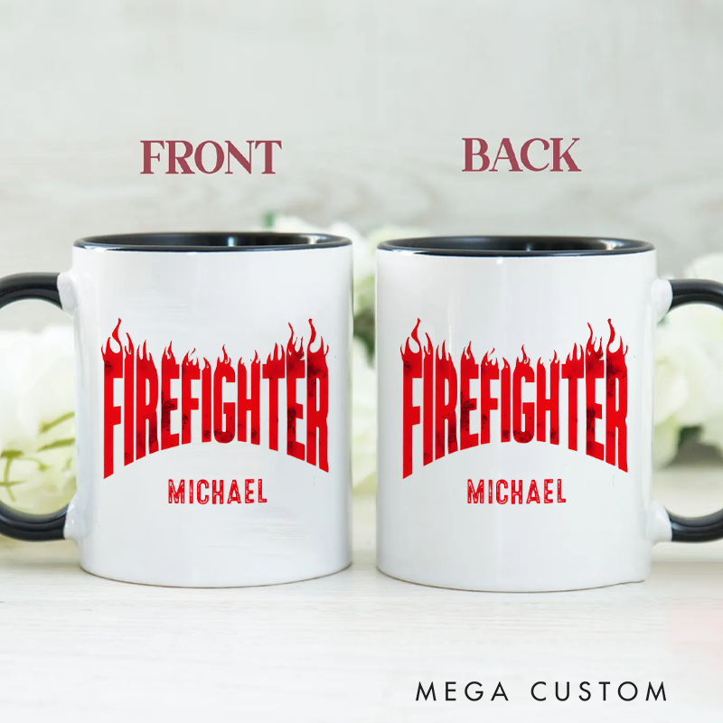 Personalized Firefighter Mugs Firefighter Bold and Blazing Design Coffee Mug Gift