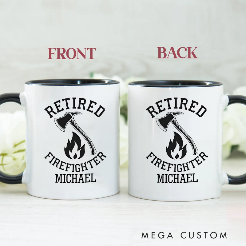Personalized Firefighter Mugs Retired Firefighter Emblem Design Coffee Mug Gift