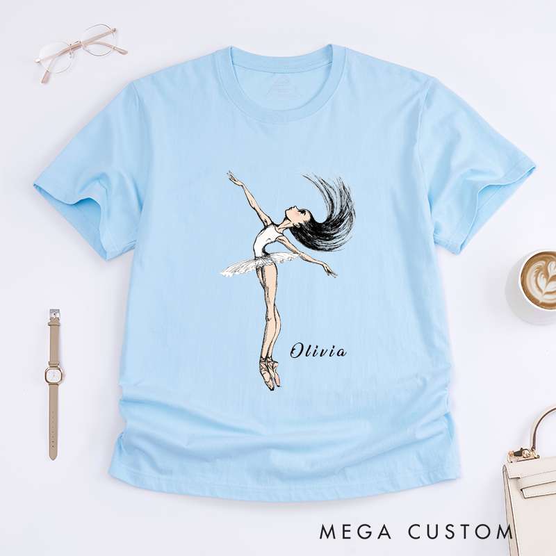 Personalized Ballet Dancer Classic T-Shirts Custom Name Unique Gift for Girls Women Ballet Lovers Perfect Present
