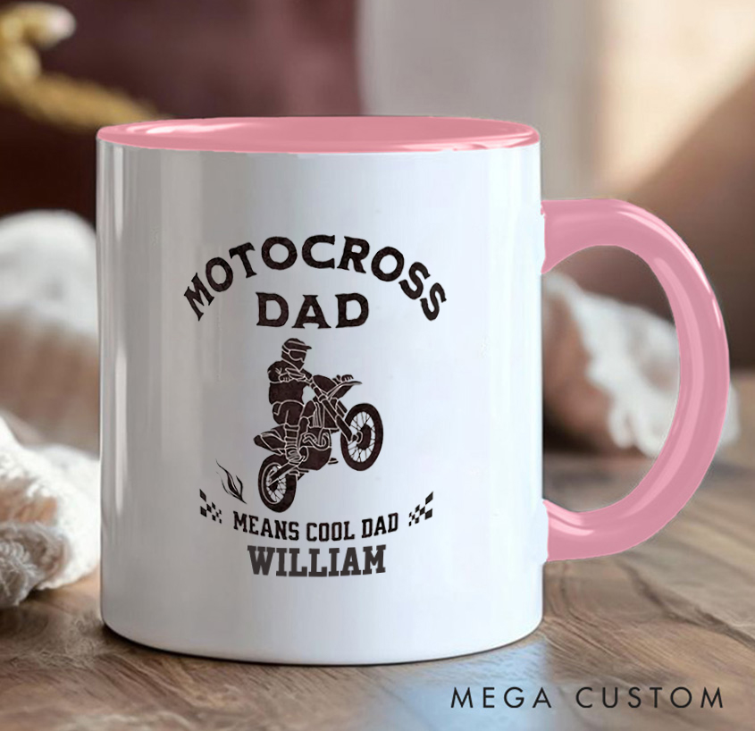 Personalized Motocross Dad Coffee Cup Mug with Cool Dad Dirt Bike for Outdoor Adventures Riding Cycling Biking Enthusiasts