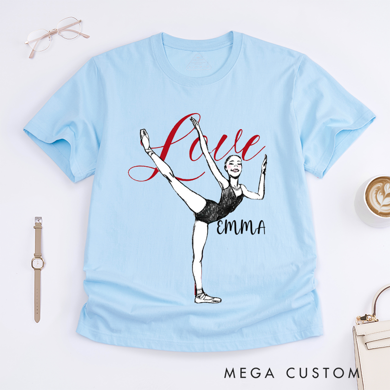 Personalized Love Dance Classic T-Shirts Custom Name Ballet Dancer Gift Perfect for Dance Lovers and Ballet Enthusiasts