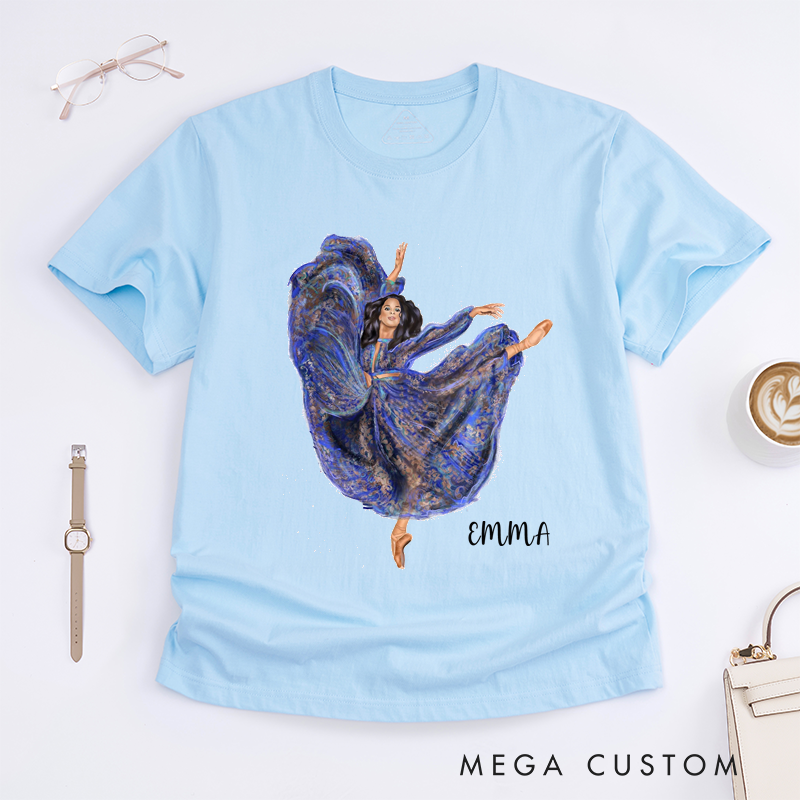 Personalized Ballet Dancer Classic T-Shirts Custom Name Elegant Artistic Dance Gift for Women Girls Unique Artistic Print Present for Dance Lovers