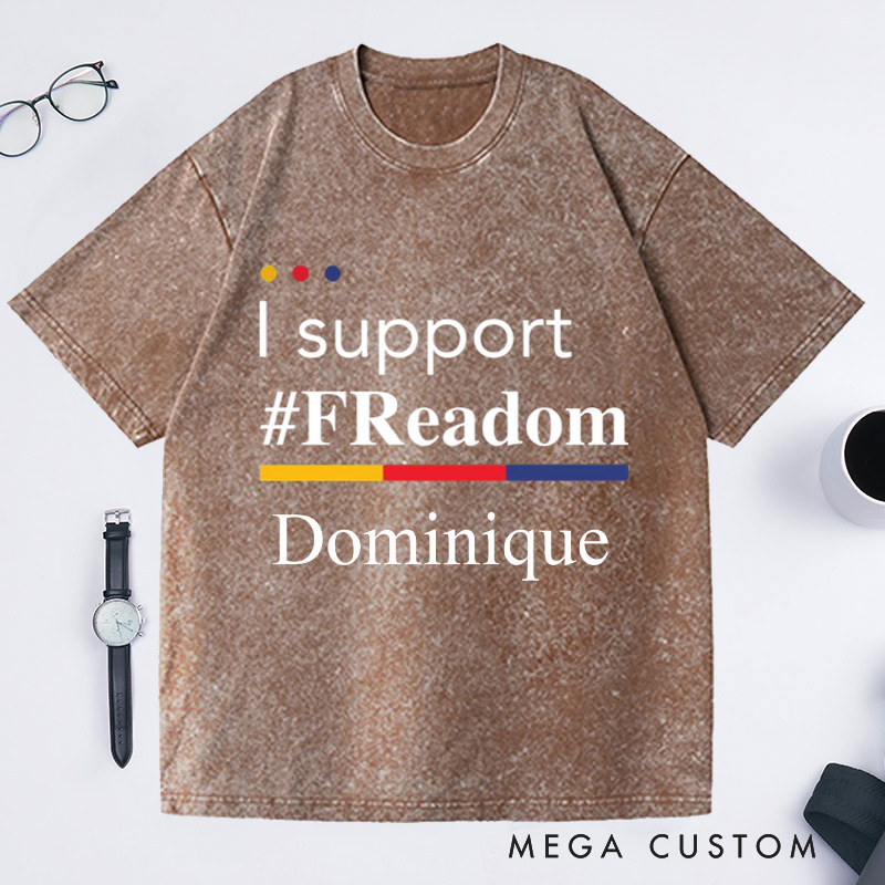 Personalized I Support FReadom Washed T-Shirts Librarian Reading T-shirt Bookish Tshirt Book Lover Shirt Gift