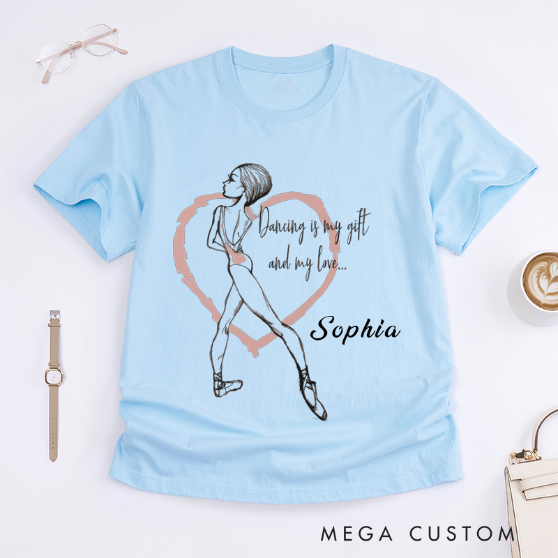 Personalized Ballet Dancer Classic T-Shirts Dance Lover Gift Custom Name Ballet Tee for Artistic Ballerina Present