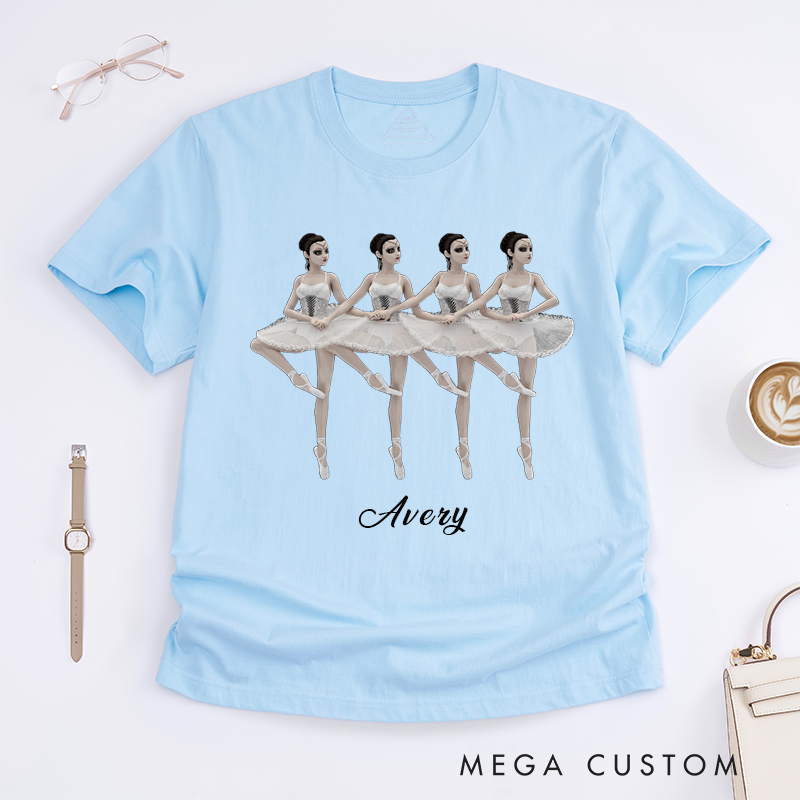 Personalized Ballet Dancer Classic T-Shirts Unique Ballerina Design Custom Name Ballet Lover Gift for Dance Enthusiasts Women and Girls