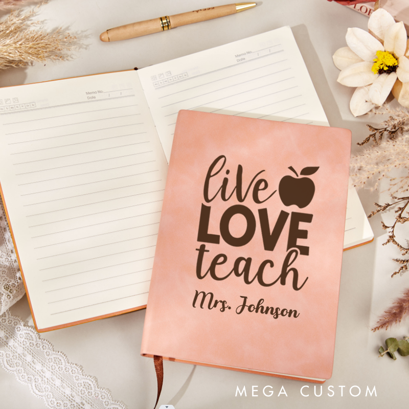Personalized Leather Notebook for Teacher Elegant and Thoughtful Decorative Leather Journal Teacher Appreciation Gift