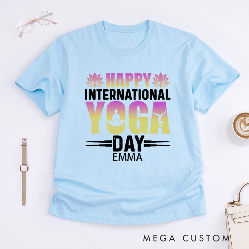 Personalized Happy International Yoga Day T-Shirt Lotus T-Shirt Yoga Lover T-Shirt Mandala T-Shirt Meditating Gift
