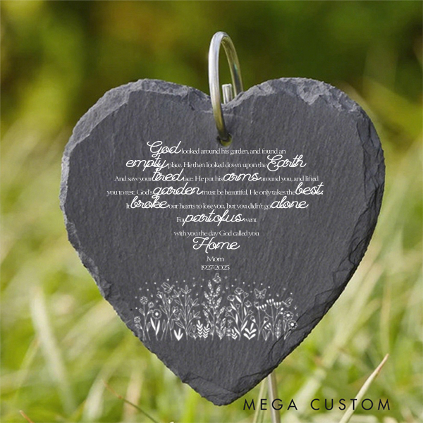 Personalized God's Garden Decoration Slate Grave Marker with Name and Date Christian Gift Religious Gift Grave Decoration