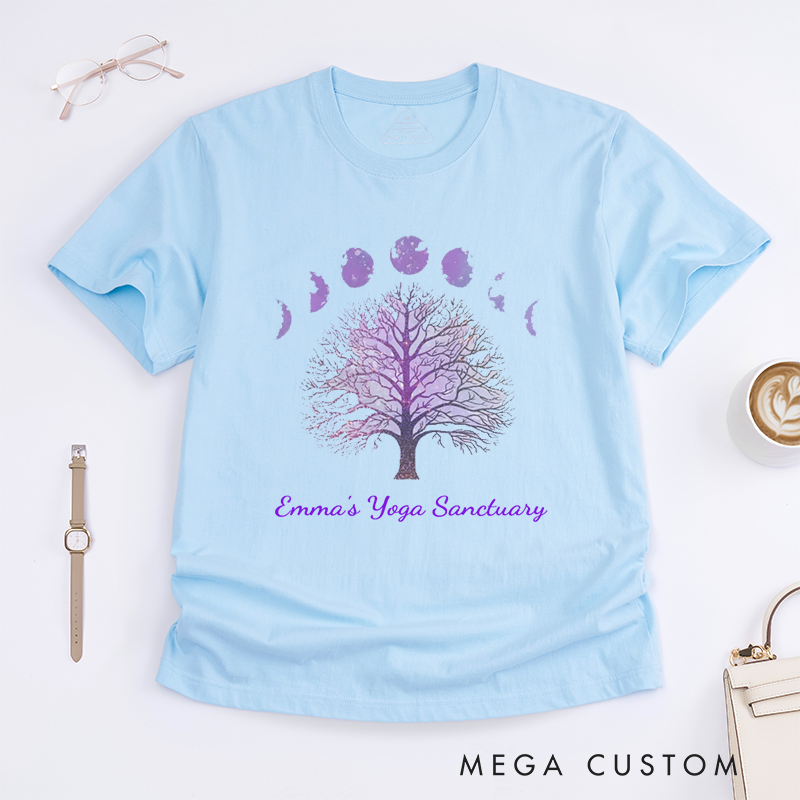 Personalized Tree of Life Yoga T-Shirt Moon Phases T-Shirt Yoga Gift Meditation T-Shirt Yoga T-shirt Yoga Instructor Gift for Yoga Lover
