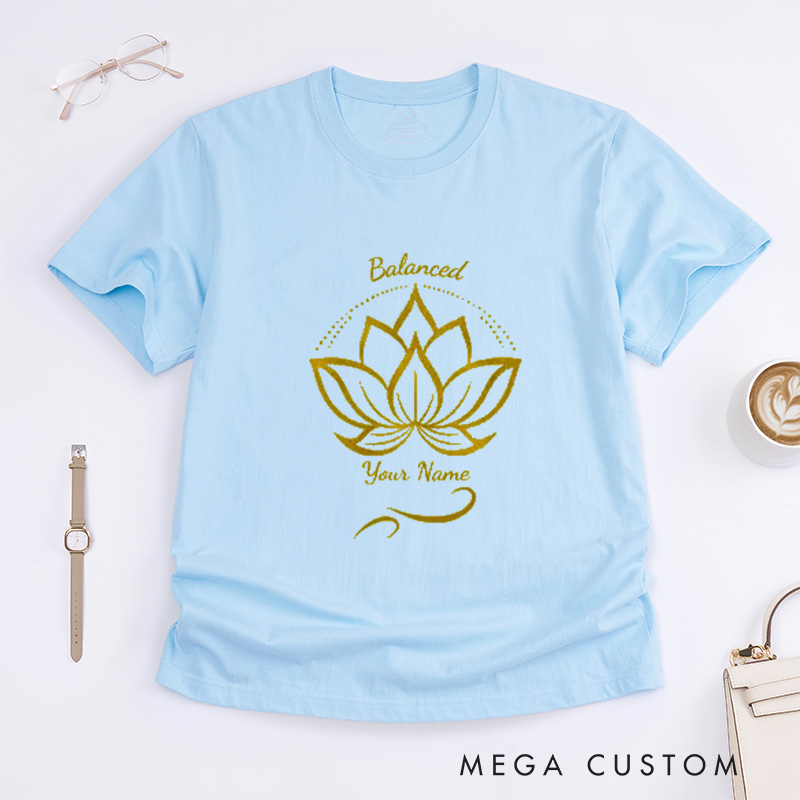 Personalized Lotus T-Shirt for Women Gift for Her Yoga Lover Gift Yoga Group T-Shirt Yoga Instructor Gift