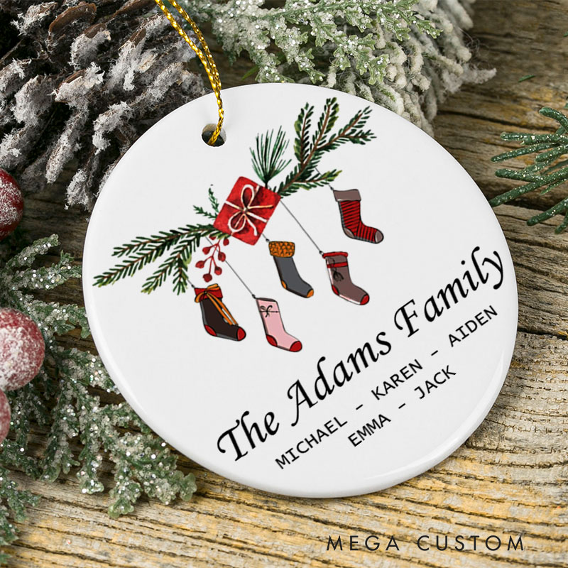 Personalized Ceramic Christmas Ornament for New Home Custom Family Name Stockings Design Perfect Housewarming Gift Holiday Decor