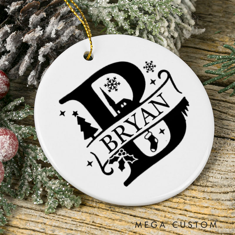 Personalized Christmas Ceramic Ornament for New Home Custom Name and Initial Design Perfect Housewarming Gift Christmas Gift