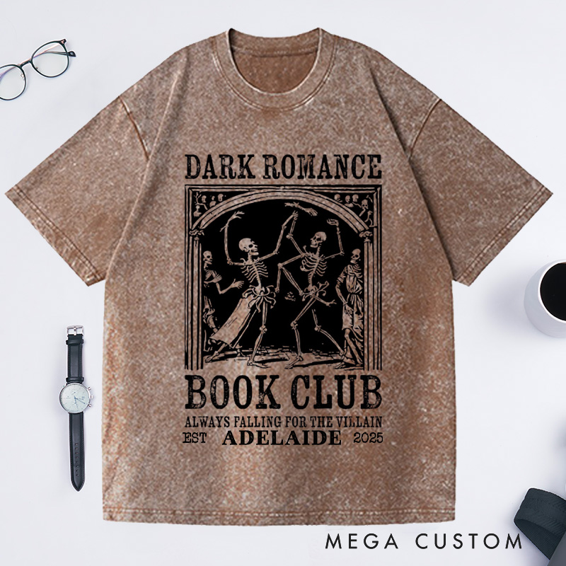 Personalized Dark Romance Book Club Washed T-Shirts, Trendy Literature Shirt Romance Book Shirt Dark Academia Tee Book Lover Gift
