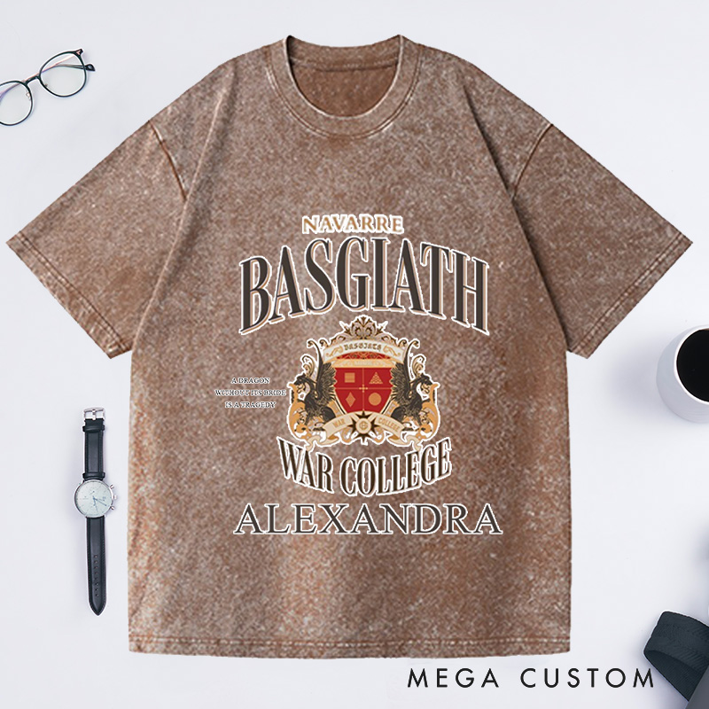 Personalized Basgiath War College Shirt Fourth Wing Washed T-Shirts Reading T-Shirt Birthday Gift for Book Lovers