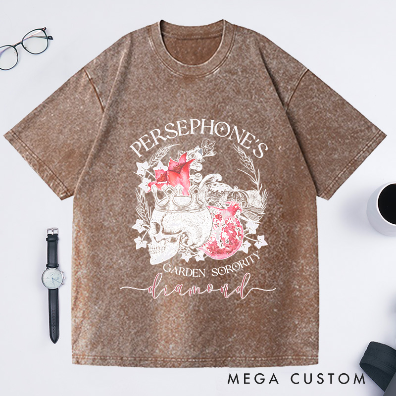 Personalized Persephone's Garden Washed T-Shirts Garden Sorority Shirt Book Lover Shirt Garden Club Shirt Cora Hades Olympus Goddess Shirt