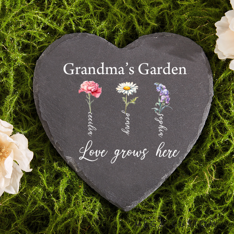 Personalized Memorial Garden Stone for Loss of Loved One Memorial Gift Custom Grandma's Garden Birth Flower Garden Rock Sympathy Condolences Gift