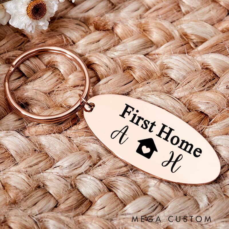 Personalized First Home Keyrings New Home Keyrings Couples Keychain Gift First House Gift Wedding Housewarming Gift Home Owner Gift