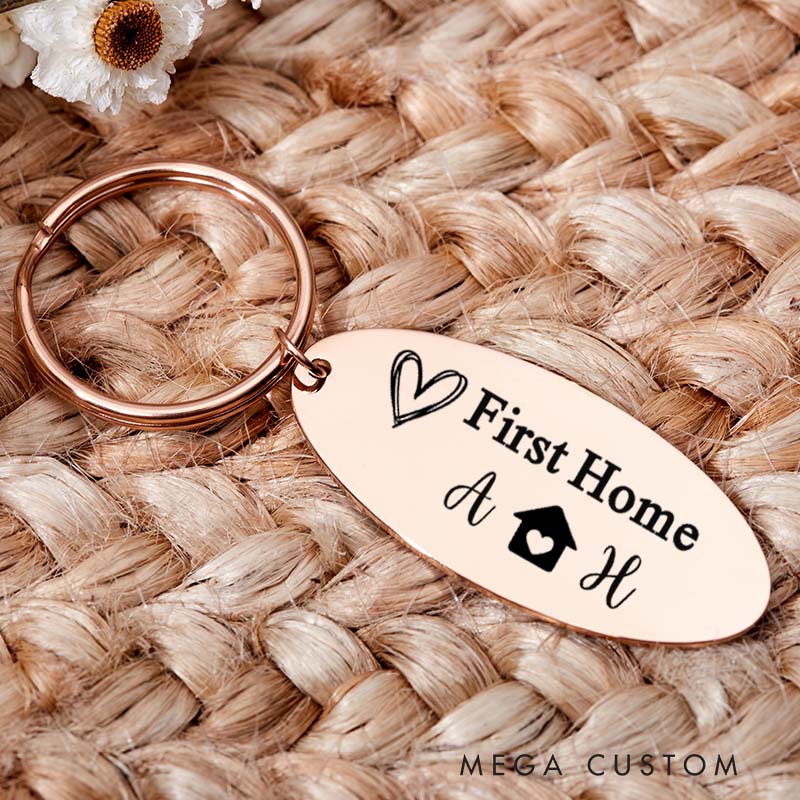 Personalized New Home First Home Keychain Custom Gift Matching Couple Keyrings for New Home Gift Housewarming Gift Just Married Valentines Gift