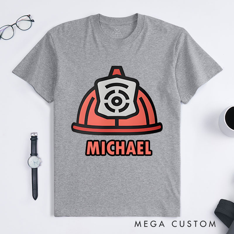 Personalized Firefighter T-Shirts Minimalist Firefighter Helmet Fashion Design T-Shirts