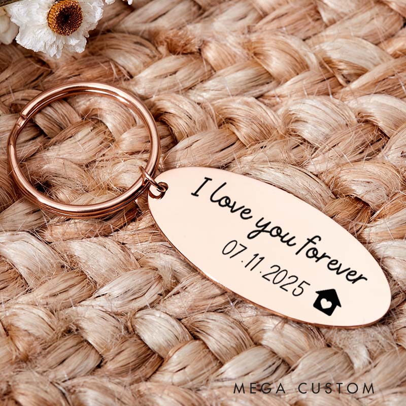 Personalized Housewarming Couples Keychain with Photo First Home Gift for Home Owner New Home Keyring Custom House Tag Housewarming Gifts Moving Gift