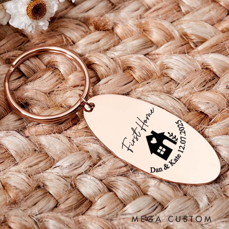 Personalized First Home Couples Keyring with Name His and Hers Keyring House Warming Key Chain Moving House Gift for Homeowner Housewarming Gift