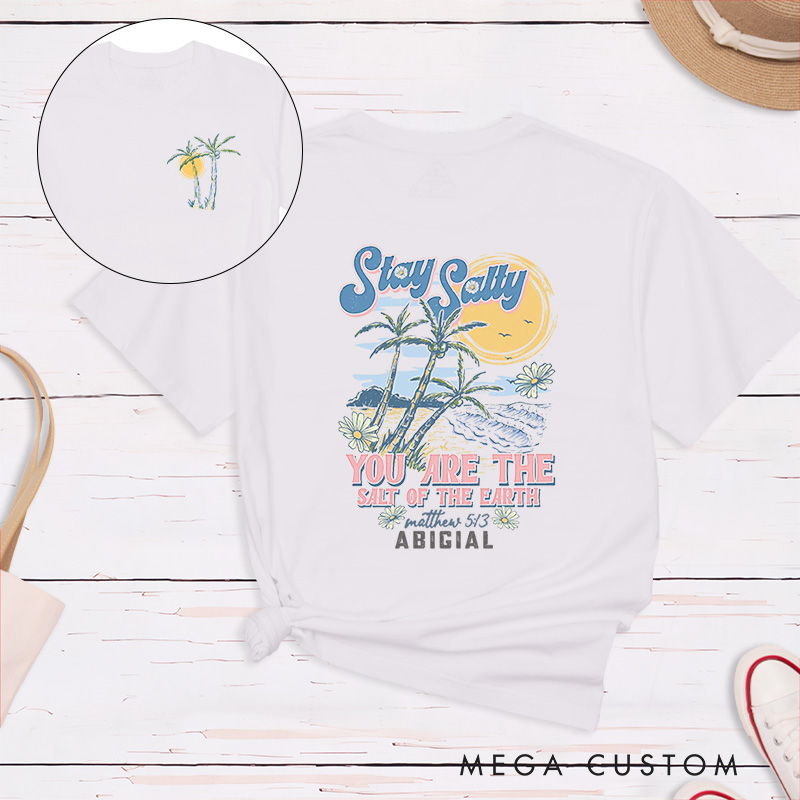 Personalized You Are the Salt of the Earth Classic Bible Verse T-Shirt Tropical Beach Theme Grace Gift Religious Birthday Gift for Christians