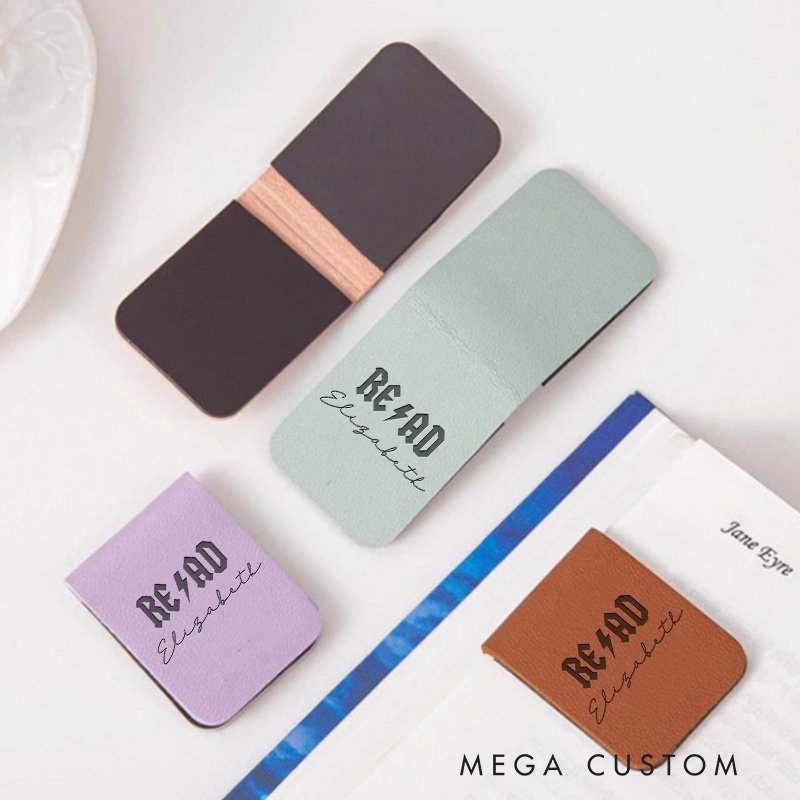 Personalized Read Bookmark Engraved Leather Bookmark Custom Magnetic Bookmark Book Lover Gift Bookish Gift Reader Gift