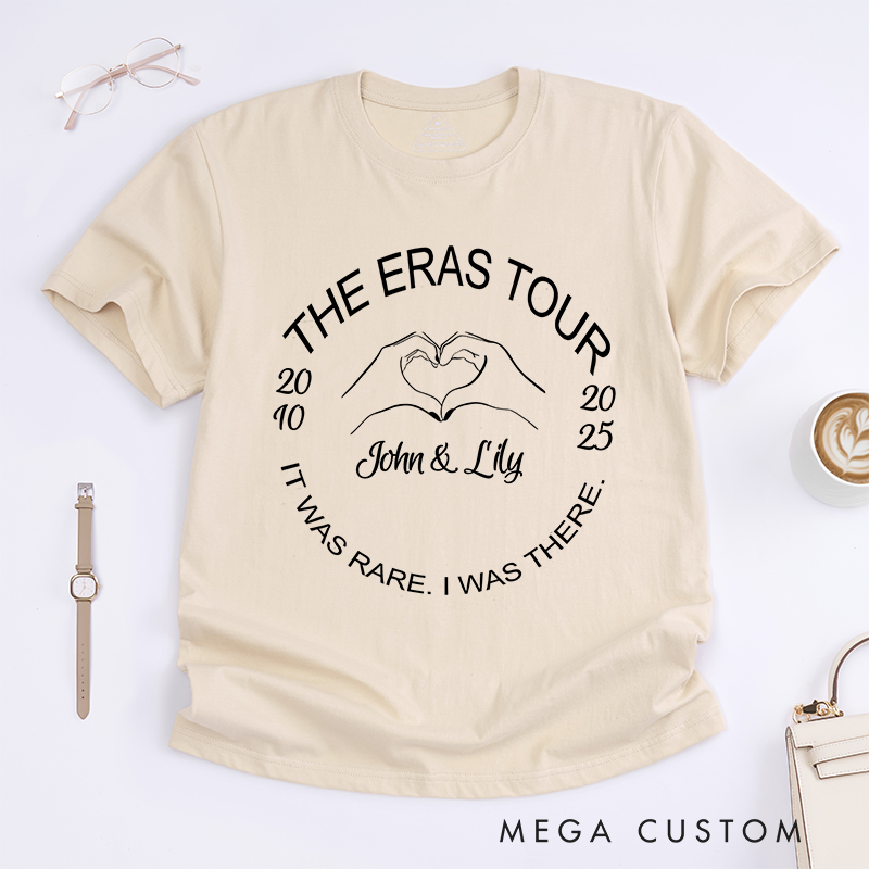 Personalized Classic T-Shirts Romantic Eras Tour and Heart Hands Graphic Tee Perfect for Couples and Concert Memories T-Shirt