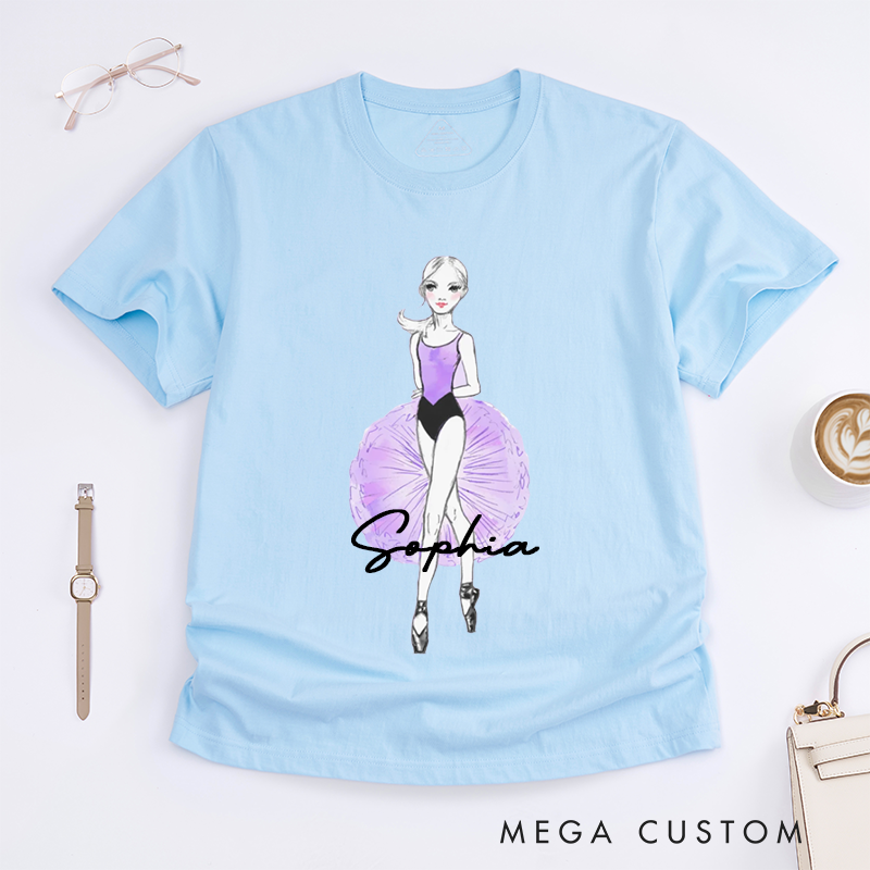 Personalized Ballet Dancer Classic T-Shirts Custom Name Dance Lover Gift Unique Artistic Apparel for Ballet Enthusiast 