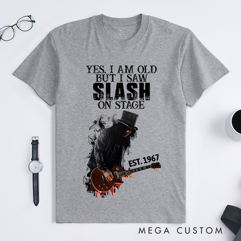 Personalized Classic T-Shirts Retro Rock Graphic Tee Bold Guitar Design Perfect for Rock Music Lovers and Vintage Music Lovers T-Shirt